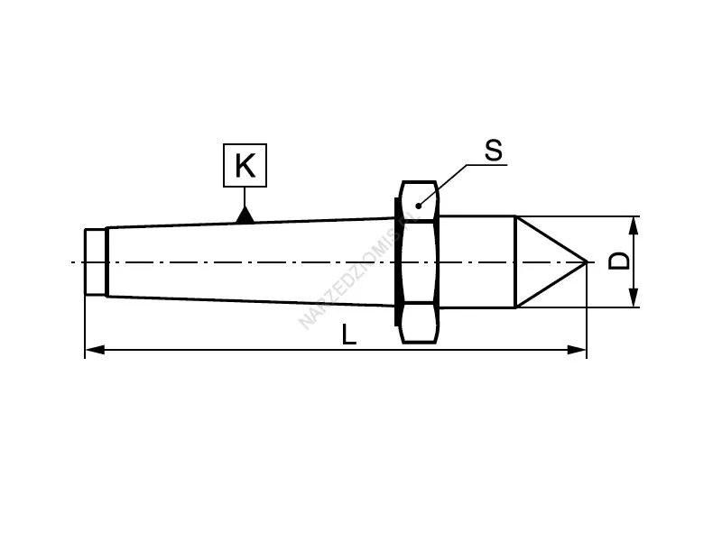 Rysunek techniczny: Kieł stały zewnętrzny z nakrętką - 60 stopni: T.8725 MS2 - KOLNO